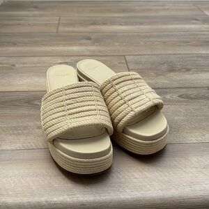 Vince Margo Cord Platform Sandal in marble cream size 7